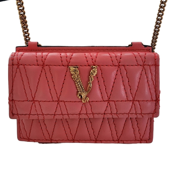 Versace Handbags - NWT Versace Virtus Leather Nano Crossbody/Card Holder